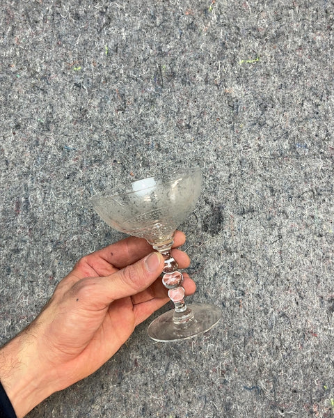 Etched Coupe Glass with Beads