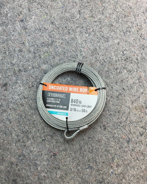 Everbilt Uncoated Wire Rope, 3/16 in x 50 ft