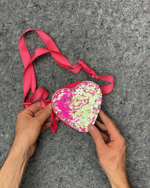 Pink Sequin Heart Fanny Pack