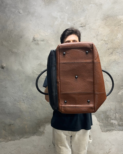 Cool Two-Tone Leather Duffle Bag