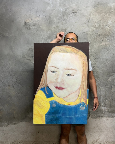 Child Portrait Painting on Canvas, 24x36"