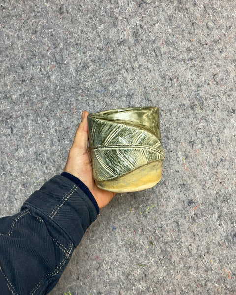 Ceramic Planter with Leaf Design