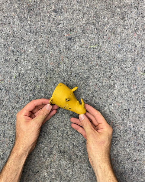 Yellow Metal Rhino Head You Can Attach To Your Wall