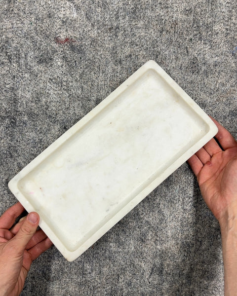 White Rectangular Marble Tray, 7x13"