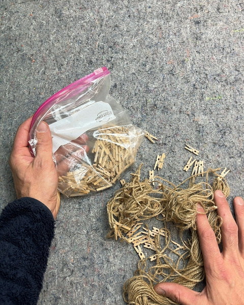 Mini Wooden Clothespins and Twine Craft Set