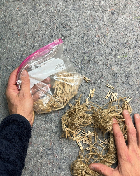 Mini Wooden Clothespins and Twine Craft Set