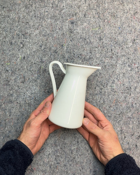 White Enamelware Pitcher