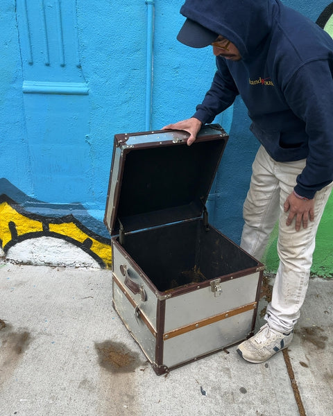 Vintage Metal and Wood Trunk That Needs A Lil' Love, 18x18x18"