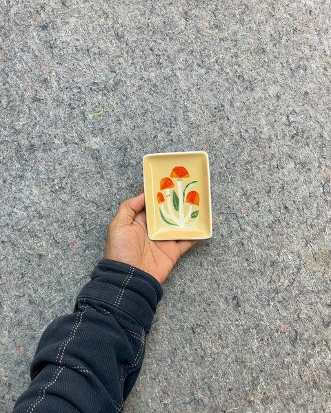 Mushroom Design Ceramic Trinket Dish