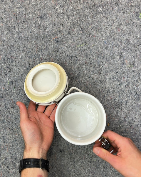 White Ceramic Clamp Top Canister 6"