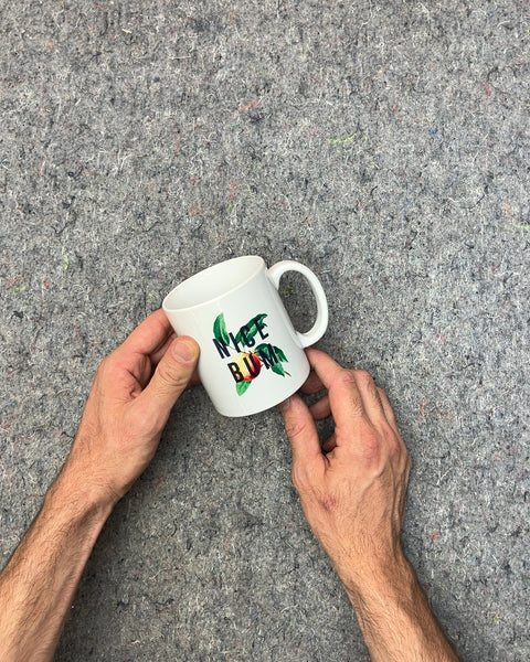 White Ceramic Mug with "Nice Bum" Peach Graphic