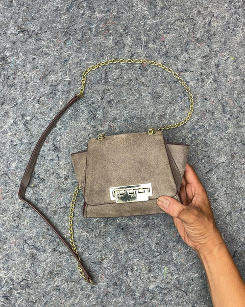 ZAC by Zac Posen Gray Suede Crossbody Bag
