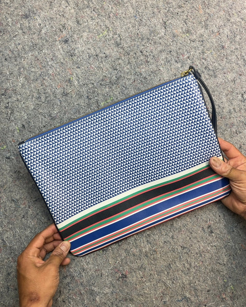 J.Crew Blue Geometric Pattern Clutch Bag