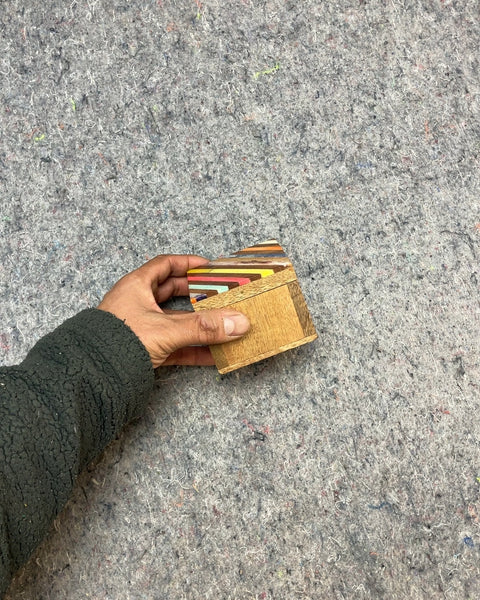 Wooden Box with Striped Lid