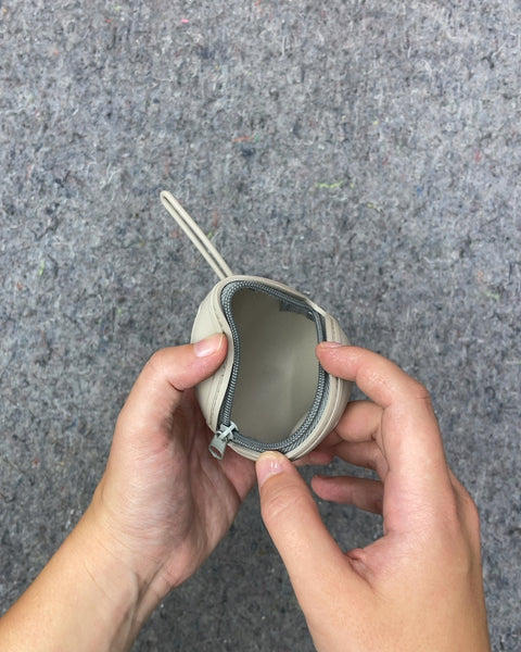 Small Beige Zippered Silicone Pouch