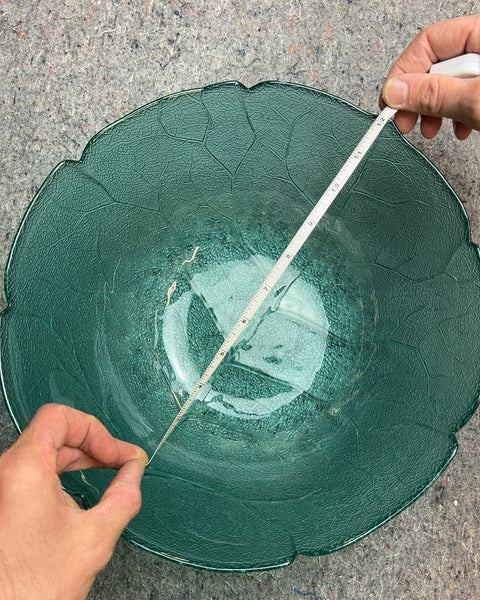 Super Pretty Green Leaf Design Glass Bowl, 12"