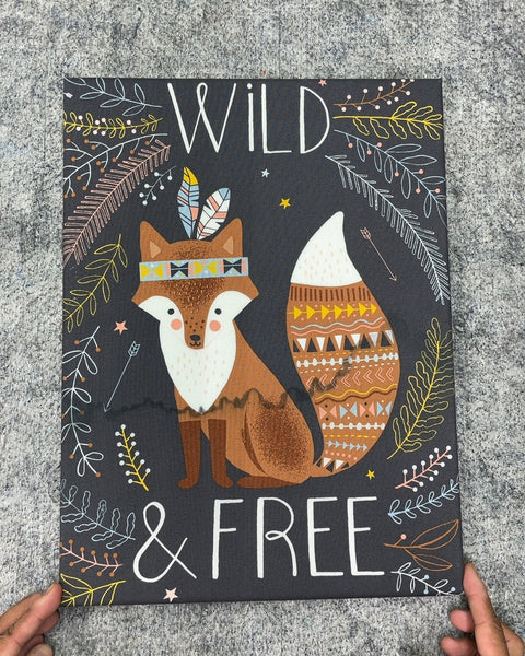 Wild & Free Fox Canvas Wall Art, 12x16"