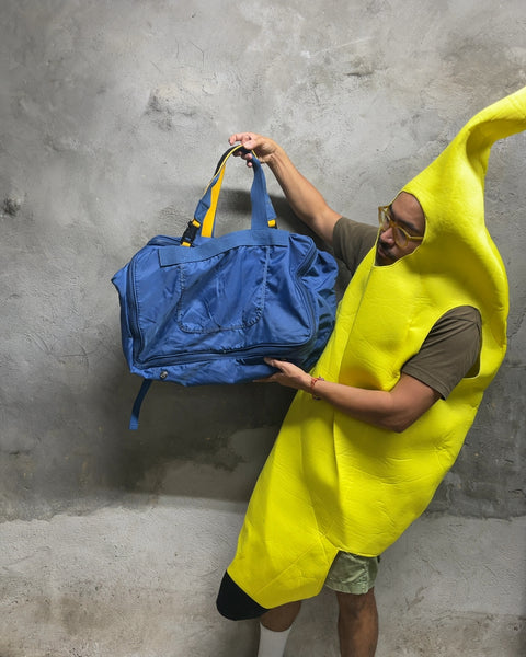 Lucas Blue Nylon Vintage Oversized Garment Duffle Bag
