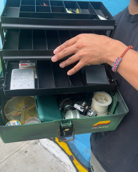 Plano Green Tackle Box with Fishing Equipment