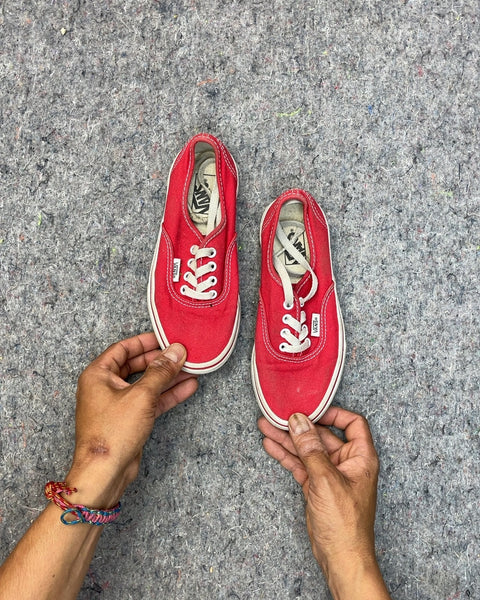 Vans Red Canvas Low Top Sneakers, Sz EU 31.5