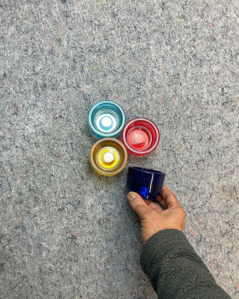 Set of Four Colorful Glass Votive Holders