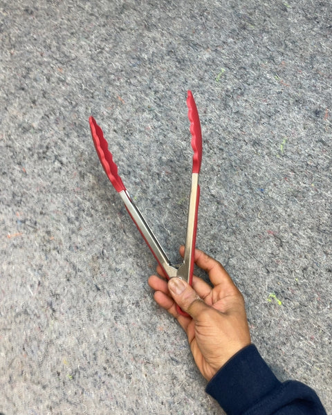 Red Silicone and Stainless Steel Tongs