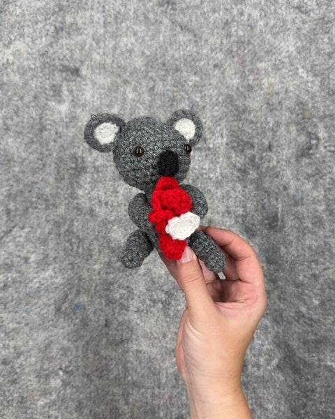 Crochet Koala Plushie with Red Heart