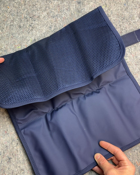 Navy Blue Mesh and Fabric Portable Changing Pad