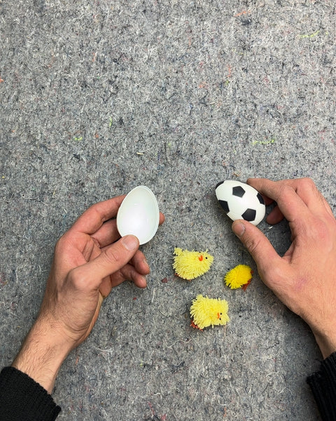 Soccer Ball Shaped Plastic Egg with 3 Chicks Inside