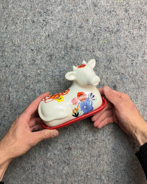 Floral Cow Butter Dish