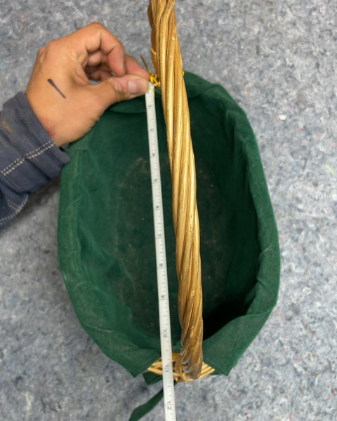 Woven Basket with Green Velvet Liner