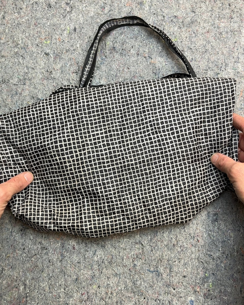 Black and White Grid Pattern Reusable Shopping Bag