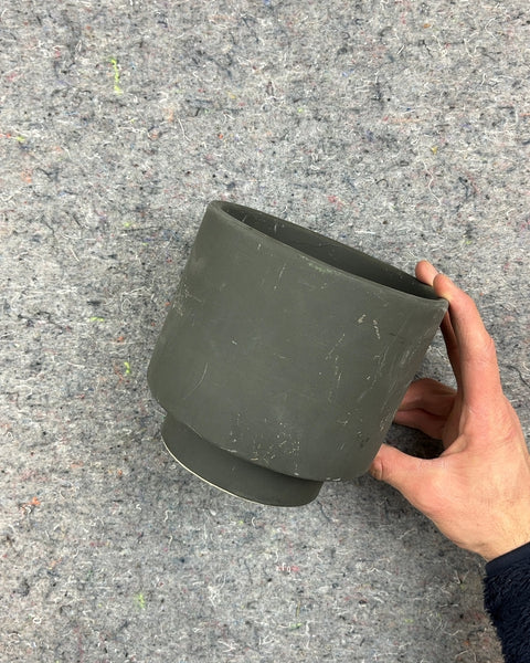 Fancy Gray Ceramic Planter, 6"