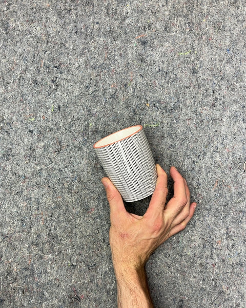 White and Black Dotted Ceramic Cup