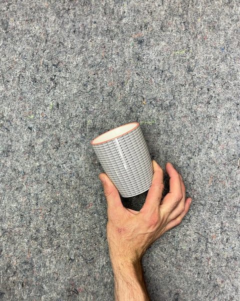 White and Black Dotted Ceramic Cup