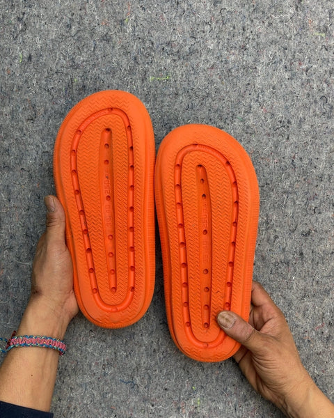 Orange Slide Sandals, Sz 39-40