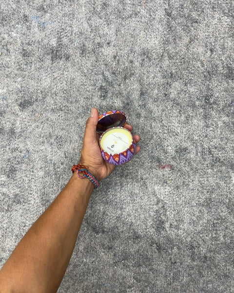 Vanilla Scented Tin Candle with Mandala Pattern