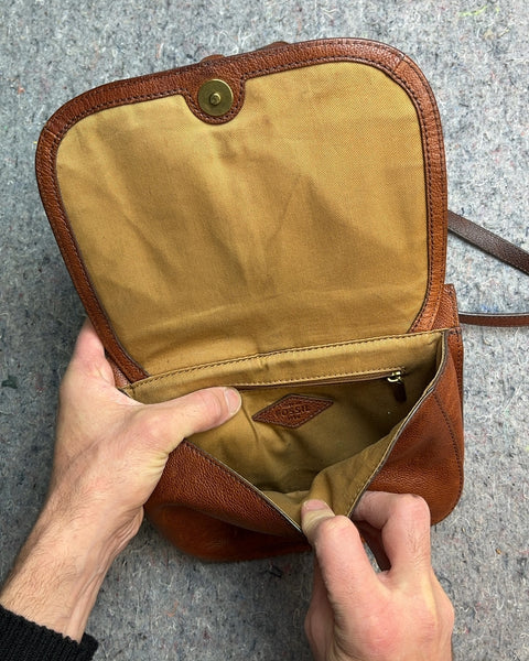 Fossil Brown Leather Crossbody Bag