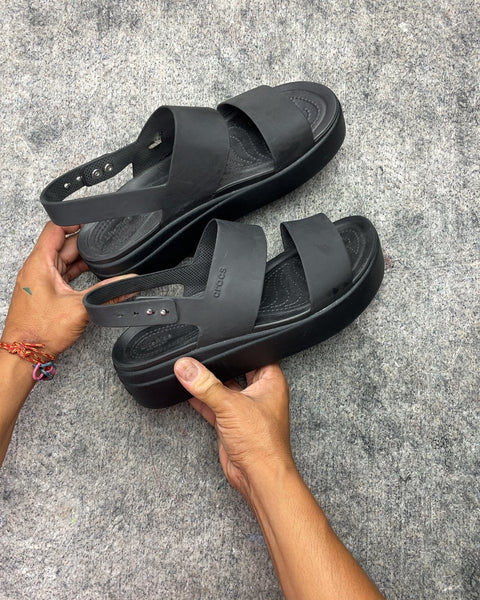 Crocs Literide Black Platform Sandals, Size W9