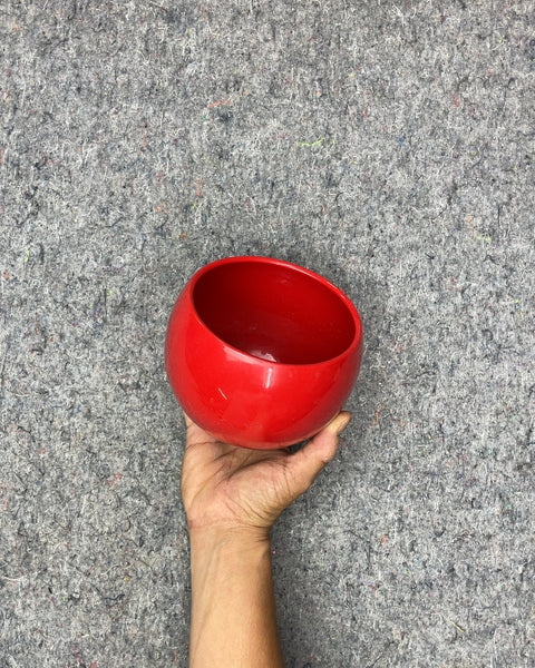 Red Ceramic Planter, No Drain