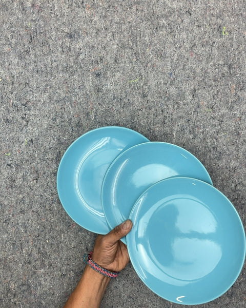 Another Set of Three Blue Appetizer Plates