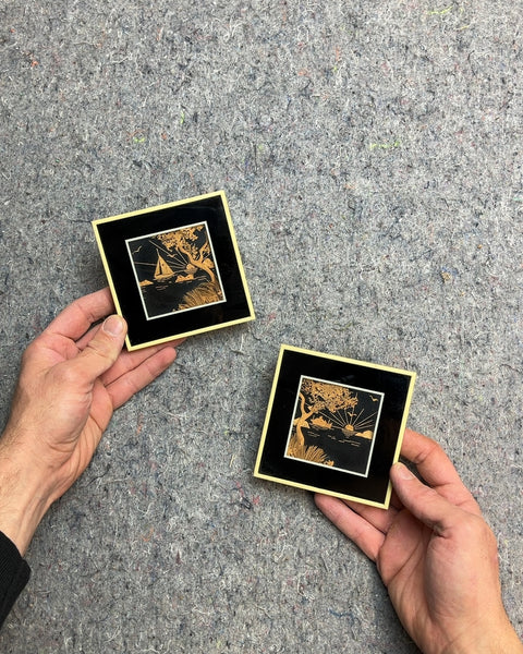 Vintage Miniature 3D Cork Art Dioramas, 4x4"
