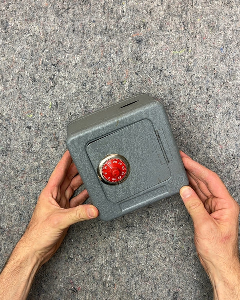 Gray Combination Lock Safe Coin Bank
