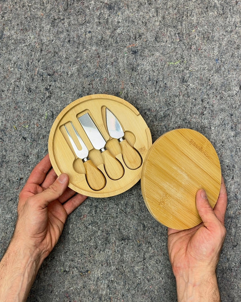 Greenhouse Bamboo Cheese Board with 3 Utensils