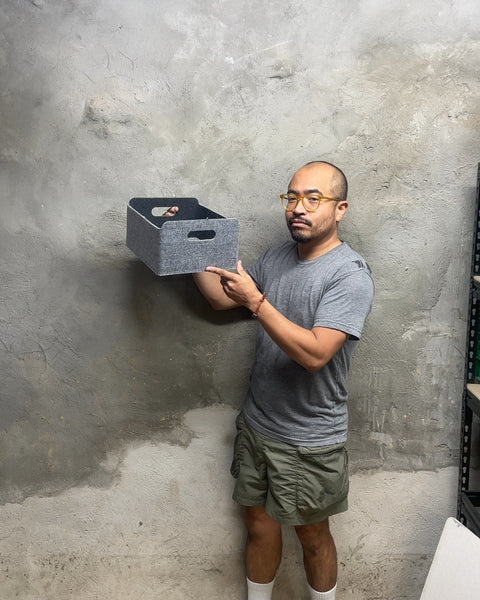 Gray Felt Storage Bin, 12x10x5"