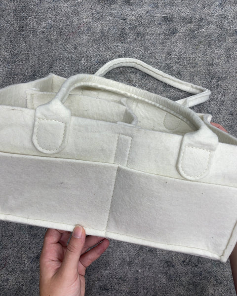 Off-White Felt Diaper Caddy Organizer Basket, 9 x 12 in
