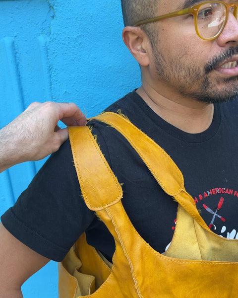 Yellow Leather Tote Bag