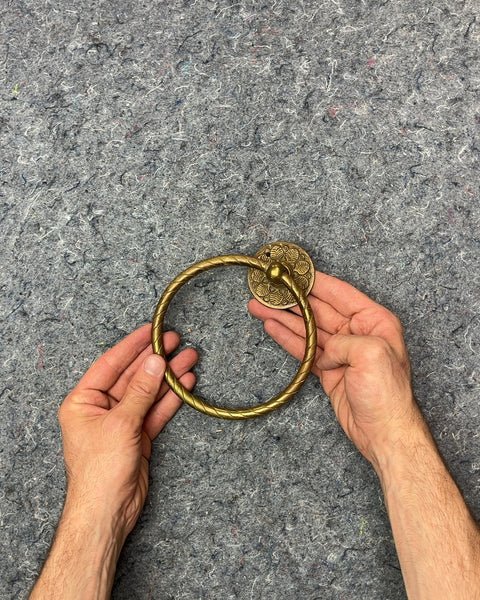 Brass Towel Ring with Decorative Mount