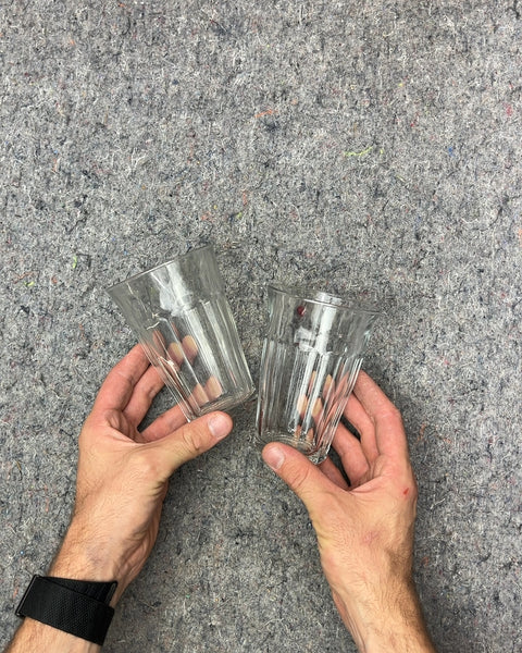 Set of Two Tall Duralex Clear Drinking Glasses