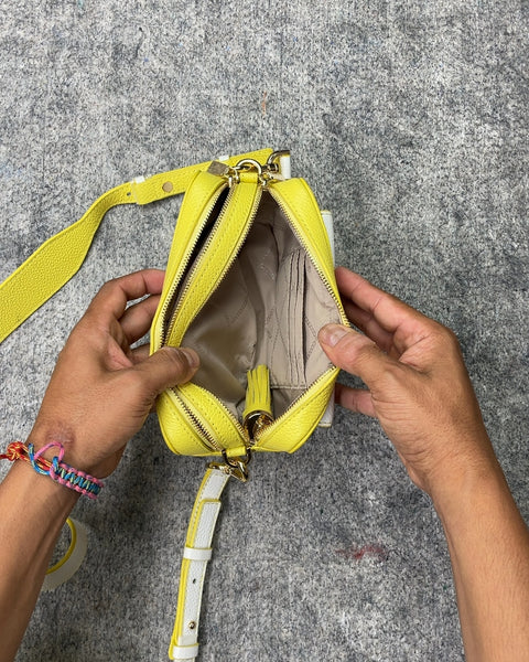 Michael Kors White & Yellow Crossbody Bag